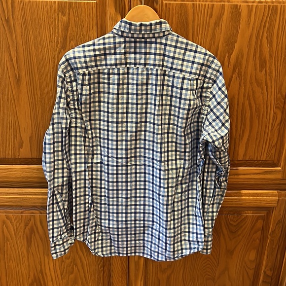 Blue and White Plaid Men’s J. Crew Button Down Dress Shirt - Picture 2 of 3